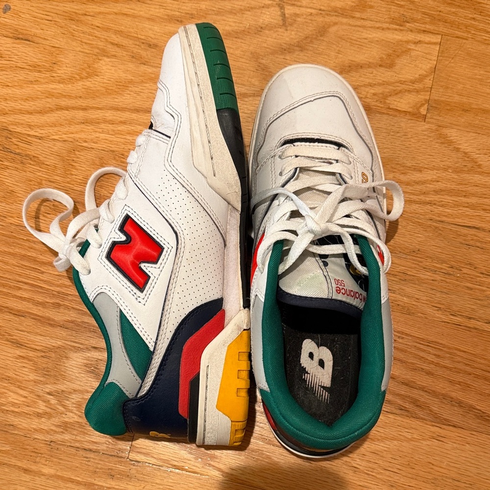 New Balance 550' White, Green, and Red Sneakers